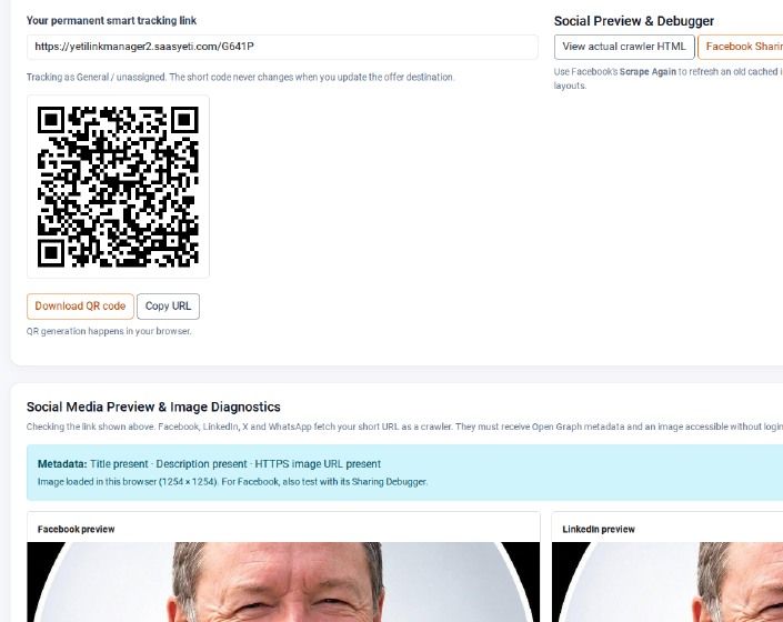 Actual QR code creation and share controls in YetiLinkManager 2